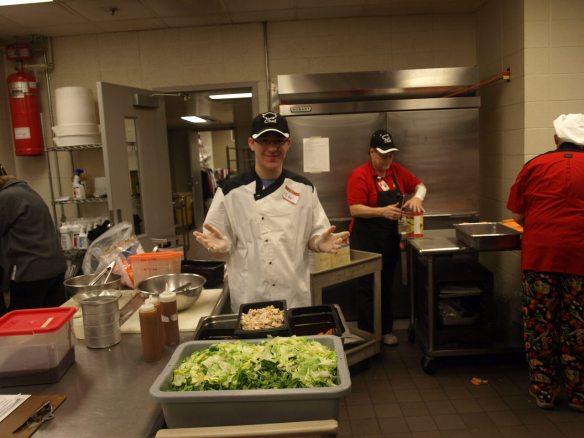 Student chef makes Michigan salads with dried cherries, of course!