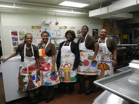 Lusher Elementary Lunch Ladies - ready for 'Mushroom Week' in New Orleans