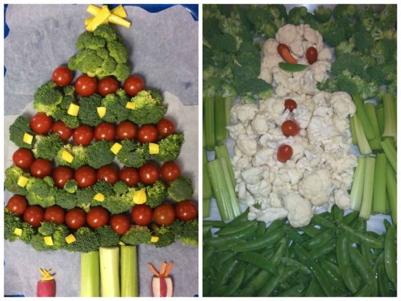 Texas Broccoli Tree & Michigan Cauliflower Snowman 